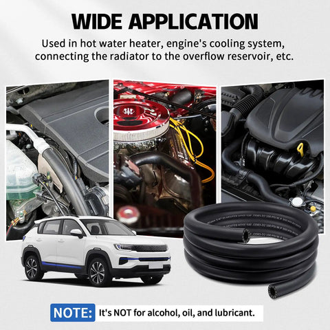 Five Eighth Inch Heater Hose, 10 Feet Long EPDM Double Spiral Radiator Coolant Line shown with engine and vehicle