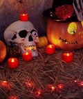 Red LED Tea Lights Battery Operated Flameless Candles, 200 Hours Of Flickering Safe Fake Candles for Halloween decor