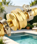 Heavy Duty Garden Hose Repair Kit With 3/4 Inch Brass Male Female Connectors And Stainless Clamps For Quick, Leak Proof Fixes On 1/2 Inch Barb Hoses The Ultimate Fix So You Can Get Your Water Flowing Again Today. brass hose repair kit with stainless clamps