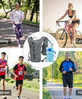 Ultra Lightweight Hydration Vest Backpack With 1.5L Insulated Water Bladder shown in use for running, cycling, and hiking