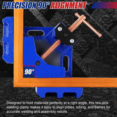 Cast Iron Welding Angle Clamp With 90 Degree Right Angle Design Built Tough Heavy Duty Two Axis Corner Clamp Self Centering