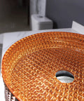 USZWBY Bathroom Vessel Sink Vanity Glass Vessel Bowl Sink Cylindrical Countertop Sink Bowl Above Counter Sink Art Basin with Waterfall Faucet and Pop Up Drain,Gold, close-up view of patterned glass bowl.