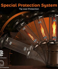 Gas Patio Heater With Wheels, Floor Standing Outdoor Heater With Round Dancing Flame And Glass Tube, showing tip-over protection system