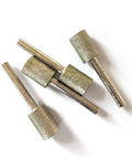Pro Grade 14mm Diamond Grinding Bits Cylinder Head One Quarter Inch Shank 120 Grit Diamond Coated Burr Mounted Point Four Piece Set