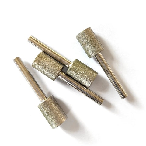 Pro Grade 14mm Diamond Grinding Bits Cylinder Head One Quarter Inch Shank 120 Grit Diamond Coated Burr Mounted Point Four Piece Set