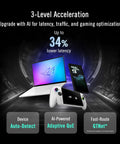 Tri Band WiFi 7 AI Gaming Router With 320 MHz Bandwidth And 4096 QAM Dual 10G Ports AI Game Boost Aura RGB AiMesh Support Guest Network Pro MLO Made For Gamers Low Latency Multiplayer Gaming features 3-level acceleration for 34% lower latency with laptop and game controller.