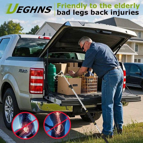 Telescopic Truck Bed Reach Tool With Cargo Grabber Adjustable 33 To 74 Inches Heavy Duty Stainless Steel Retriever For Pickup Trucks Wear Resistant Storage Bag Included