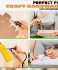 30W Hot Knife Foam Cutter Set With 10 Carbon Steel Blades And Wood Burning Tip Fast Healing Plastic Cutting Tool For Diy Crafts Mesh Carving And Sculpting Projects Full Kit With Stand in use on various materials.