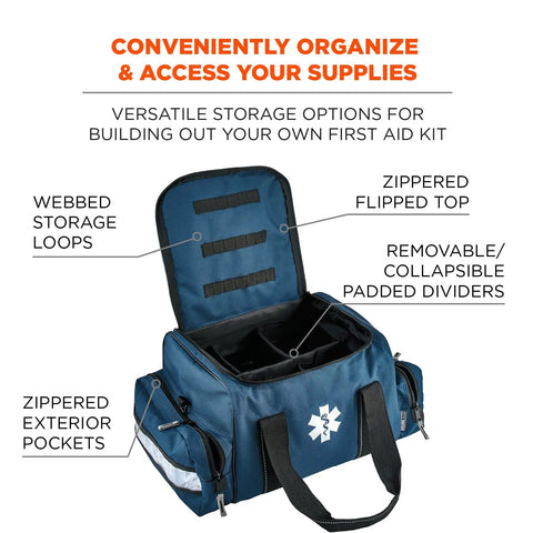 Arsenal 5215 Large Medic First Responder Trauma Duffel Bag with shoulder strap open to show interior and storage options