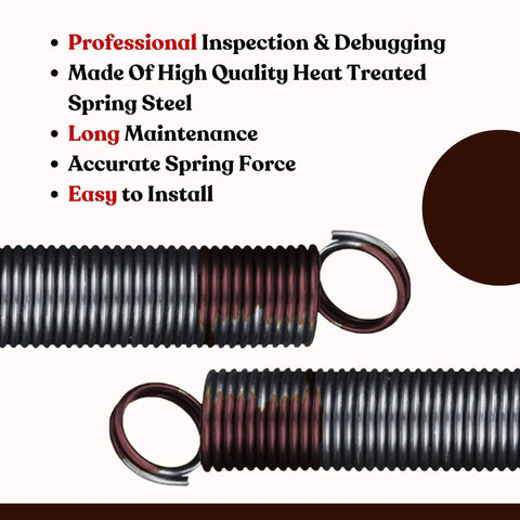Heavy Duty Residential Garage Door Extension Springs 2-Pack 160 Lb Capacity Brown, Easy Install, steel springs close-up