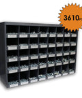 40-hole metal bin with 3,610 Piece Grade 5 Coarse Hardware Assortment Kit With Hex Cap Screws, Hex Nuts, Washers