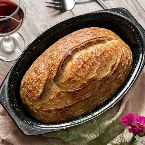 Oval 13 Inch Roaster With Lid Enameled Steel Pan That Holds Up To 7 Lb Poultry Or Roast Heat Resistant To 932 Degrees Fahrenheit