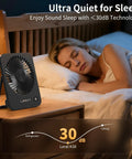 Must Have Compact USB Desk Fan With LED Display 5 Speed Ultra Quiet Portable Mini Fan beside sleeping woman