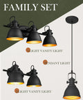 Industrial Style Bathroom Vanity Lights Two Light Wall Sconce Mounted Over Mirror Black Metal Frame Fixture Family Set