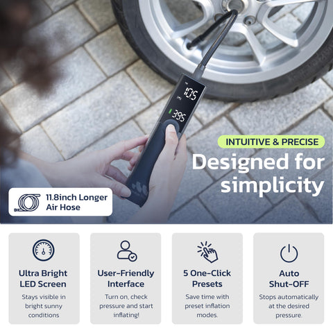 Cordless Tire Inflator Portable Air Compressor For Cars And Trucks 150 PSI High Flow Pump 22 L Per Minute Auto Shut Off