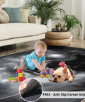 Locomotive Train Rug For Bedroom And Living Room with baby, dog, and toys, ultra soft low pile, non slip backing, kid and pet friendly