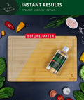Food Grade Mineral Oil For Bamboo And Wooden Cutting Boards And Kitchen Utensils Nourishing Oil bottle on bamboo board