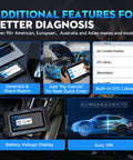 Dealership-Grade All-System OBD2 Scanner with 30 Maintenance Functions, visible features like Auto VIN and Battery Voltage Display.