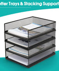 Wire Mesh Letter Trays Desk File Organizer Two Pack Front Load Document Trays For Office Supplies, stackable metal organizer