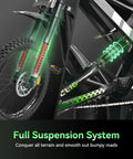 Heavy Duty Adult Electric Dirt Bike With Full Suspension Fat Tires And Hydraulic Brakes Badass 4000W Motor showcasing front and rear suspension.