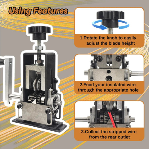 Manual Wire Stripping Machine For Copper And Aluminum Wires With Hand Crank Or Drill Compatibility, tool close-up view.
