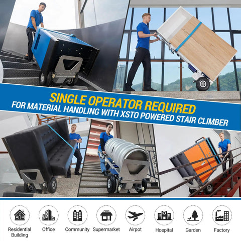Heavy Duty 550 Lbs Electric Stair Climbing Hand Truck Dolly W Auto Edge Brakes & Ground Support ZW7250GC Bundle used for moving furniture and appliances.
