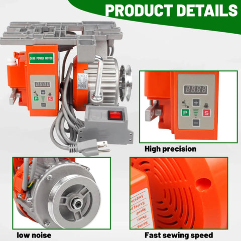 Product details of Heavy Duty 750W 110V AC Industrial Sewing Machine Servo Motor Kit showing motor and control panel.