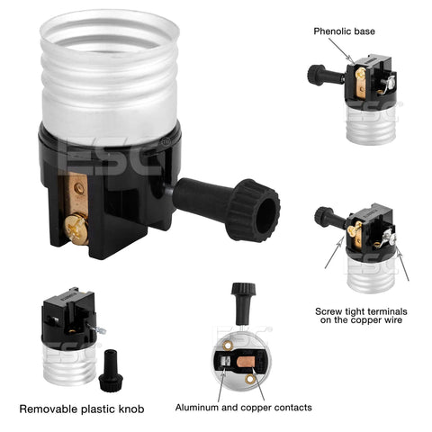 Two Pack 3 Way Lamp Socket Replacement For Medium Base Lamps Interior Use Only Incandescent Socket Holder components