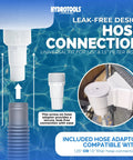 Leak-free hose connection with adaptor for 1.25" and 1.5" filter hoses, compatible with Wide Mouth Above Ground Pool Skimmer Kit.