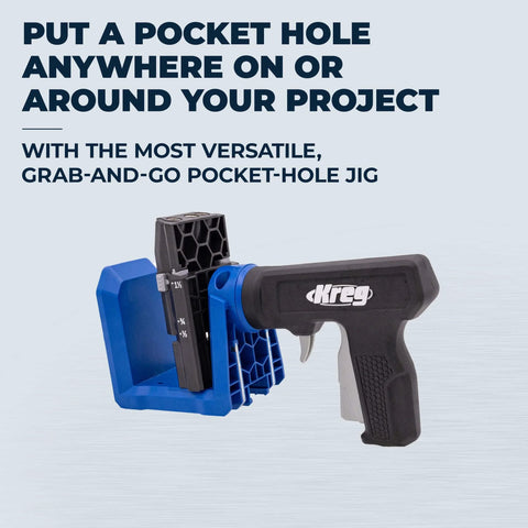 Pocket Hole Jig For Woodworking And Carpentry, Compatible With Materials From Half To One And A Half Inch Thick, includes GripMaxx clamp
