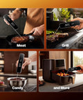 0.3 Second Instant Read Digital Meat Thermometer With Ultra Precision used on steak, grill, candy, and air fryer meals.