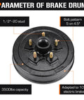 Aeagle 5 on 4.5-inch bolt circle brake drum hub with 1/2-20 studs for 3,500-lb trailer axle electric brakes