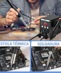 2 In 1 Soldering Station With Hot Air Rework And Soldering Iron Kit Pro Grade Digital Display SMD Repair Tool Includes 3 Nozzles