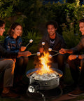 People using 19 Inch Portable Propane Fire Pit Smokeless Round Fire Bowl With Cover And Carry Kit 58,000 BTU outdoors