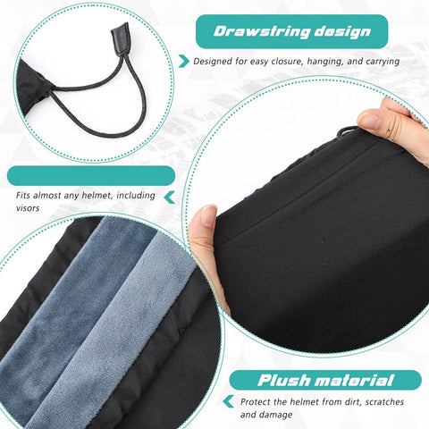 Close-up of 2 Pack Waterproof Motorcycle Helmet Bag With Soft Lining And Drawstring Closure, highlighting plush interior and closure
