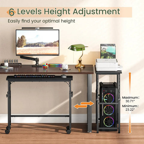 Mobile Keyboard Tray With Mouse Pad Height Adjustable From 23 To 31 Inches Rolling Under Desk Extender With Lockable Casters in home office setup