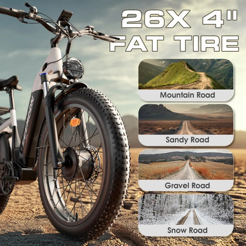 4000W Dual Motor E Bike With 52V 1040Wh Battery, Built For Tough Trails, Blazing To 38 MPH And Pushing 105 Mile Range, 26 inch fat tire