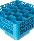 OptiClean NeWave 20-Compartment Glass Rack With 2 Extenders, polypropylene, blue, holds 20% more glassware, rounded secure design