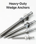 1/4 X 1-3/4 Inch Wedge Anchors, 10 Pcs, 304 Stainless Steel Heavy Duty Masonry Anchors for Brick Concrete and Cement, various sizes displayed