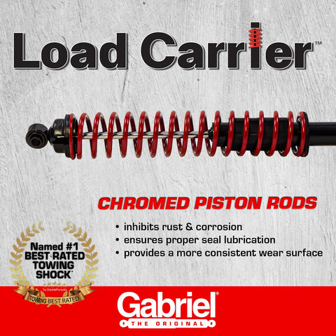 Rear Towing Load Carrier With Heavy Duty Shock Absorbers chromed piston rods by Gabriel, features rust inhibition and lubrication.