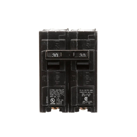 Q230 30 Amp Double Pole QP Circuit Breaker For 240 Volt Systems With 10000 AIC Interrupting Rating Plug In Connections In Enclosures Insta Wire Quick Wiring Compatible With PL And ES Load Centers For Overload And Short Circuit Protection