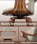 Close-up of Swivel Bar Stools Set Of 3 26 Inch Counter Height With Wood Legs And Backs Plush PU Leather Upholstery Bentwood Frame