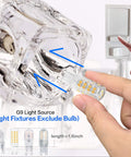 Close-up of G9 light bulb insertion in Crystal 4 Light Bathroom Vanity Fixture with chrome finish and glass lampshade