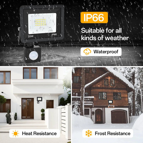 Top Tier Plug In Motion Sensor Flood Light Outdoor With 4.9 Ft Cord IP66 Waterproof Build Photocell Detection And A Heck Of A Bright LED Glow For No Sweat Patio Security And Yard Lighting Upgrades