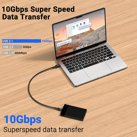 USB C Car Cable For Android Auto And CarPlay, 10Gbps USB 3.1 Gen 2, One And A Half Foot, Two Pack, Black, Plug And Play In Car Data Sync Cable For IPhone 15 Series And Android Phones connected to laptop and drive