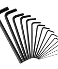 30-Piece Hex Key Set With Long Arm SAE And Short Arm Metric Allen Wrenches, showing various sizes in a fan arrangement.