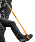 Orange Foot Loop Ascender Sling for Rope Climbing Adjustable 88 to 125 cm used by climber on tree