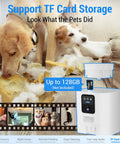 Game Changing Automatic Cat Feeder With 1080P Camera And Night Vision 5G Wifi Smart Dog Food Dispenser 7L with pets playing on couch.
