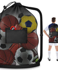 Massive Mesh Ball Bag For Coaches, Heavy Duty Drawstring Storage Sack With Shoulder Strap And Pocket, 24 By 36 Inches visible