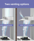 Diagram of FIREGAS 30-inch under-cabinet range hood showing outdoor ducted and indoor ductless venting.